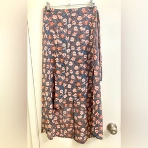 Bishop + Young High Low Skirt - Blue Orange Floral Pattern Size Small